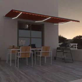   Narancssárga-barna szélérzékelős és LED-es napellenző 600x300cm
