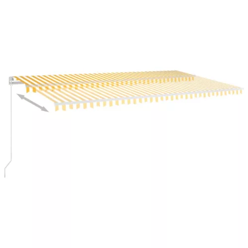 Sárga és fehér kézzel kihúzható LED-es napellenző 600 x 350 cm