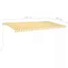 Sárga és fehér kézzel kihúzható LED-es napellenző 600 x 350 cm