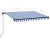 Kék és fehér kézzel kihúzható LED-es napellenző 350 x 250 cm