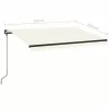 Krémszínű kézzel kihúzható LED-es napellenző 350 x 250 cm