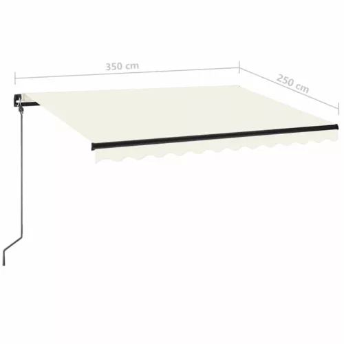 Krémszínű kézzel kihúzható LED-es napellenző 350 x 250 cm