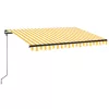 Sárga és fehér kézzel kihúzható LED-es napellenző 350 x 250 cm