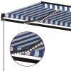 Kék és fehér kézzel kihúzható LED-es napellenző 400 x 300 cm