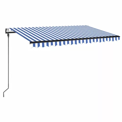 Kék/fehér automata szélérzékelős és LED-es napellenző 400x300cm