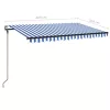 Kék/fehér automata szélérzékelős és LED-es napellenző 400x300cm