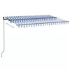 Kék/fehér automata szélérzékelős és LED-es napellenző 450x300cm