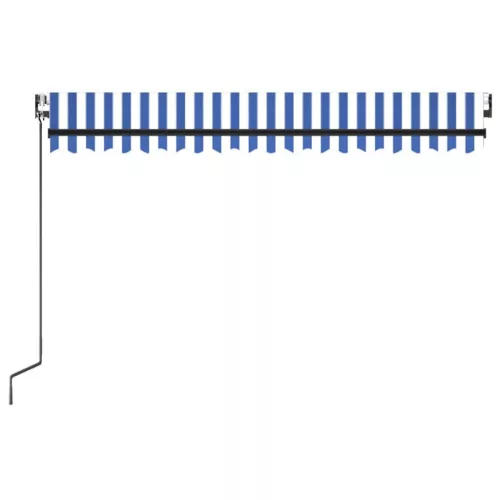 Kék/fehér automata szélérzékelős és LED-es napellenző 450x300cm