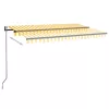 Sárga-fehér szélérzékelős és LED-es napellenző 450 x 300 cm