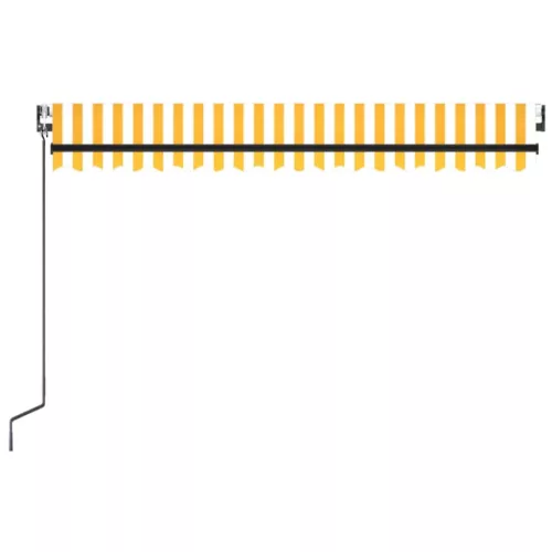 Sárga-fehér szélérzékelős és LED-es napellenző 450 x 300 cm