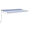 Kék és fehér kézzel kihúzható LED-es napellenző 500 x 300 cm