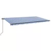 Kék és fehér kézzel kihúzható LED-es napellenző 600 x 300 cm