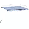 Kék és fehér kézzel kihúzható LED-es napellenző 400 x 350 cm