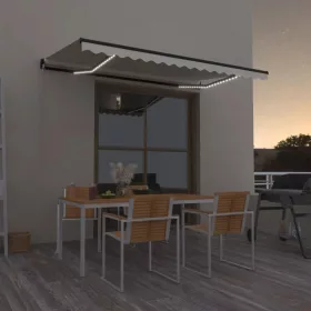   Krémszínű kézzel kihúzható LED-es napellenző 400 x 350 cm