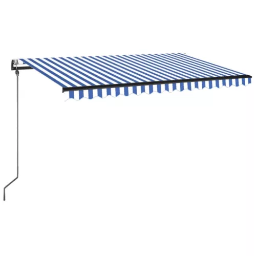Kék/fehér automata szélérzékelős és LED-es napellenző 400x350cm