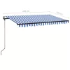 Kék/fehér automata szélérzékelős és LED-es napellenző 400x350cm