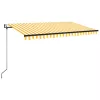Sárga-fehér szélérzékelős és LED-es napellenző 400x350 cm