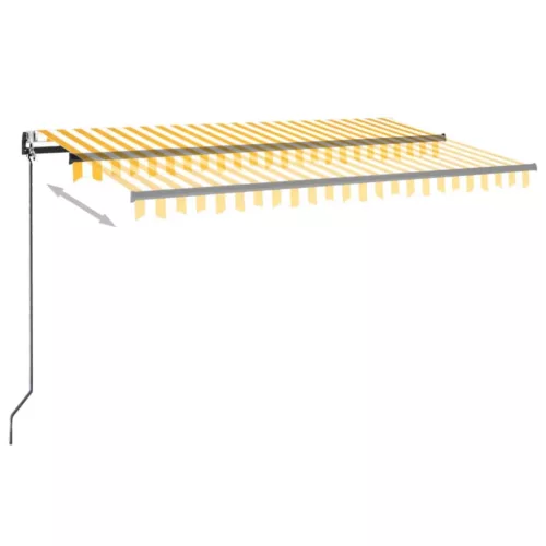 Sárga-fehér szélérzékelős és LED-es napellenző 400x350 cm