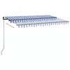 Kék/fehér automata szélérzékelős és LED-es napellenző 450x350cm