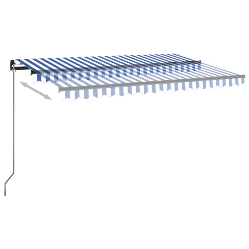 Kék/fehér automata szélérzékelős és LED-es napellenző 450x350cm