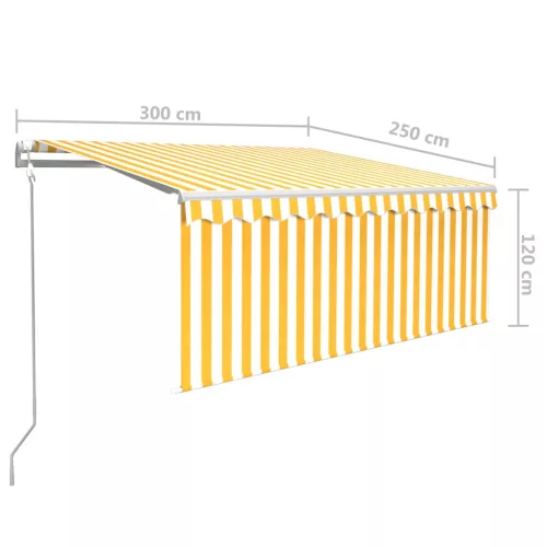 Sárga-fehér automata kihúzható napellenző redőnnyel 3 x 2,5 m