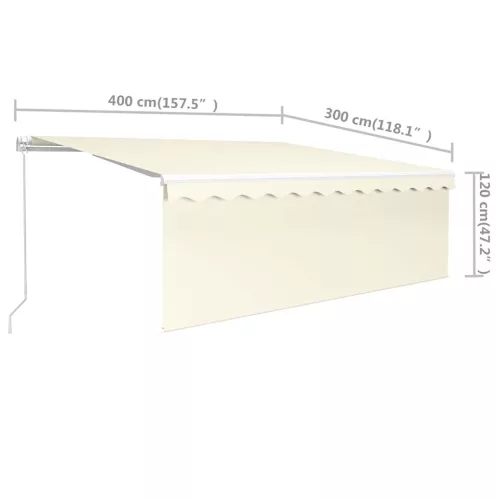 Krémszínű kézzel kihúzható napellenző redőnnyel 4 x 3 m