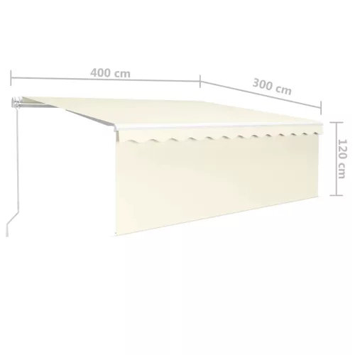 Krémszínű LED-es kézzel kihúzható napellenző redőnnyel 4 x 3 m