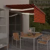 Narancssárga-barna kézzel kihúzható LED-es napellenző 4 x 3 m