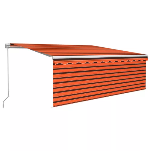 Narancssárga-barna kézzel kihúzható LED-es napellenző 4 x 3 m