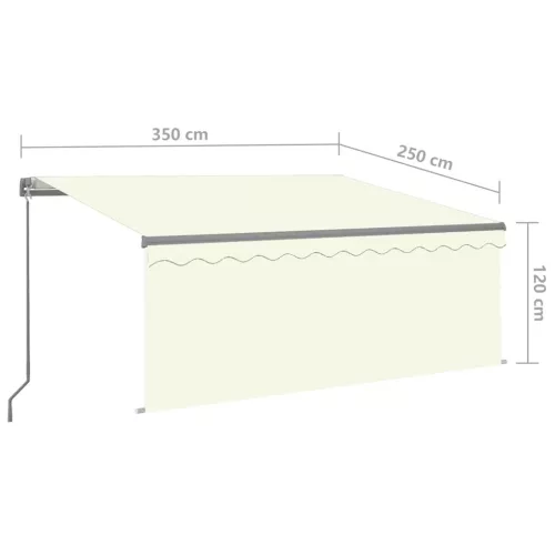 Krémszínű kézzel kihúzható LED-es napellenző redőnnyel 3x2,5 m