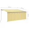Sárga-fehér kihúzható LED-es napellenző redőnnyel 3,5 x 2,5 m