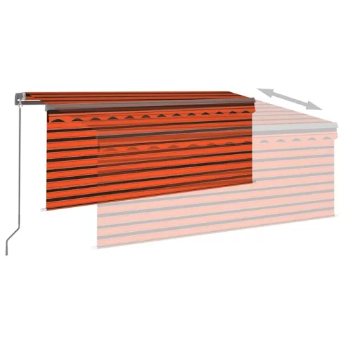 Narancssárga-barna LED-es napellenző redőnnyel 3,5 x 2,5 m