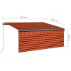 Narancssárga-barna LED-es napellenző redőnnyel 3,5 x 2,5 m