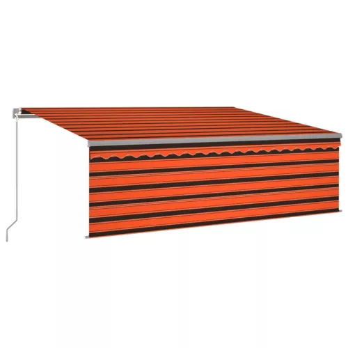 Narancssárga-barna kézzel kihúzható LED-es napellenző 4 x 3 m
