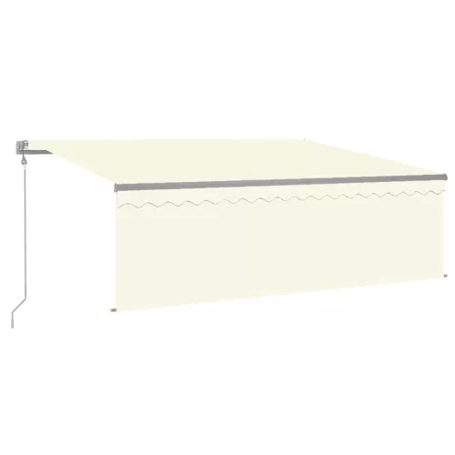 Krémszínű szélérzékelős, LED-es napellenző redőnnyel 4x3 m