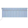 Kék és fehér redőnyös, szélérzékelős, LED-es napellenző 4,5x3 m