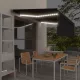 Szürke redőnyös, LED-es, szélérzékelős napellenző 4,5 x 3 m
