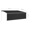 Szürke redőnyös, LED-es, szélérzékelős napellenző 4,5 x 3 m