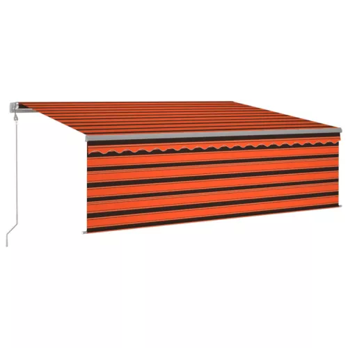 Narancs-barna redőnyös, LED-es, szélérzékelős napellenző 4,5x3m