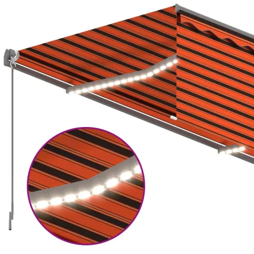 Narancs-barna redőnyös, LED-es, szélérzékelős napellenző 4,5x3m