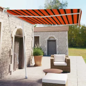   Narancssárga-barna automata póznás napellenző 300 x 250 cm