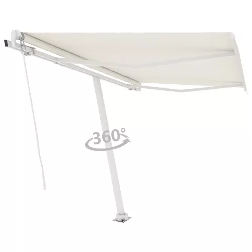 Krémszínű kézzel kihúzható póznás napellenző 350 x 250 cm