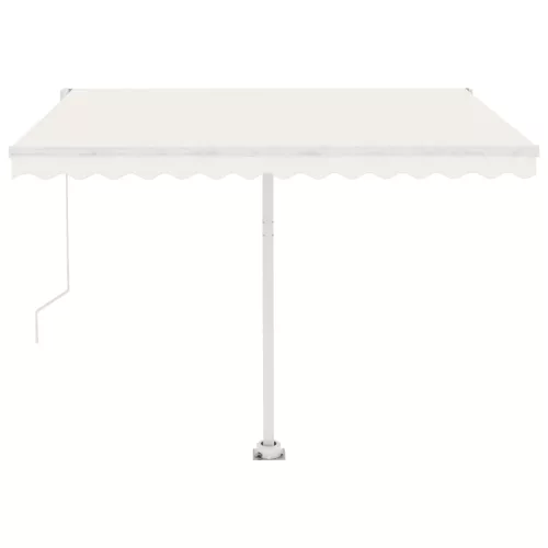 Krémszínű kézzel kihúzható póznás napellenző 350 x 250 cm