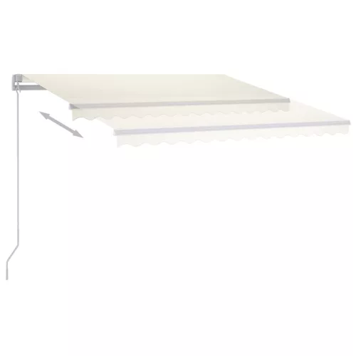 Krémszínű kézzel kihúzható póznás napellenző 350 x 250 cm