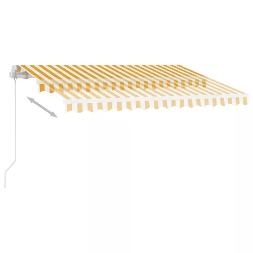 Sárga-fehér kézzel kihúzható póznás napellenző 350 x 250 cm