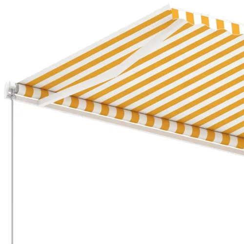 Sárga-fehér kézzel kihúzható póznás napellenző 350 x 250 cm