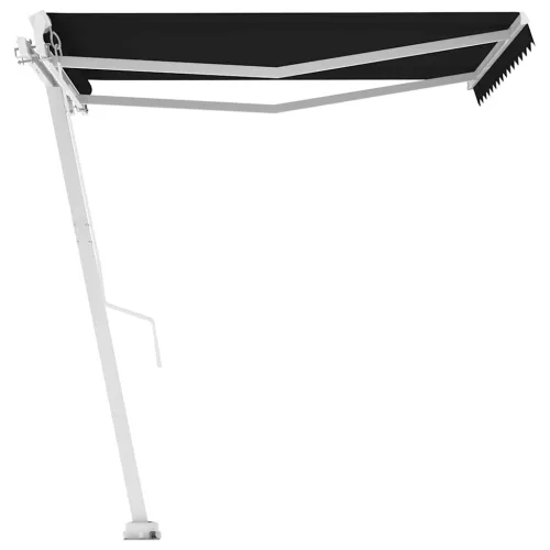 Antracitszürke kézzel kihúzható póznás napellenző 350 x 250 cm
