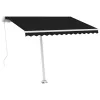 Antracitszürke kézzel kihúzható póznás napellenző 350 x 250 cm