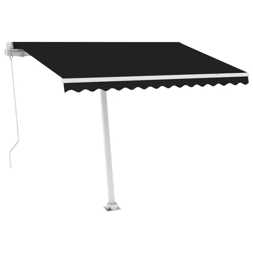 Antracitszürke kézzel kihúzható póznás napellenző 350 x 250 cm