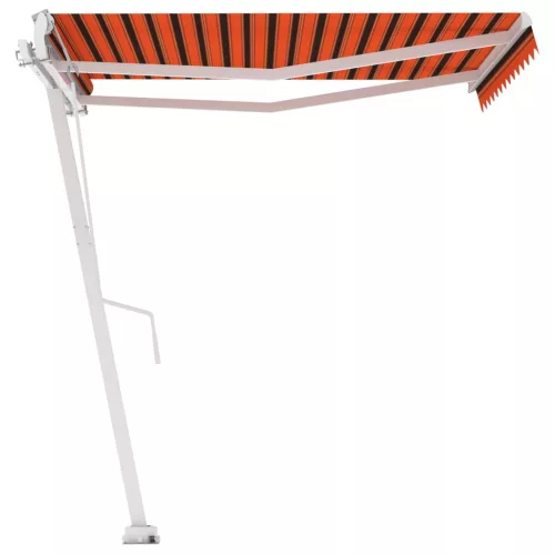 Narancs és barna kézzel kihúzható póznás napellenző 350x250 cm